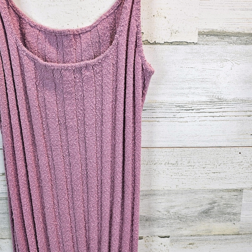 Free People Beach Santos Knit Midi Dress L Rose Pink Ribbed Tank Scoop Neck - Picture 9 of 11